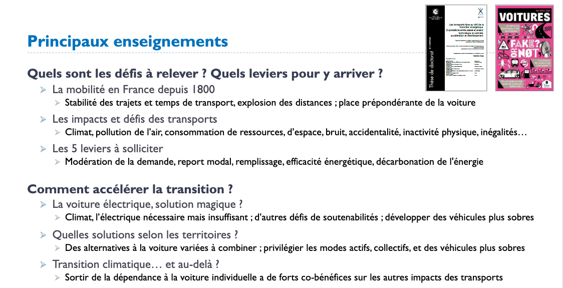 Principaux enseignements