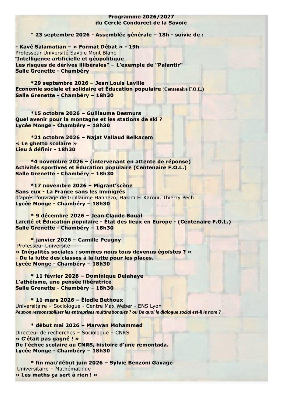 Programme 2026 2027