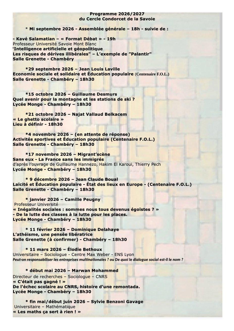 Programme 2026 2027